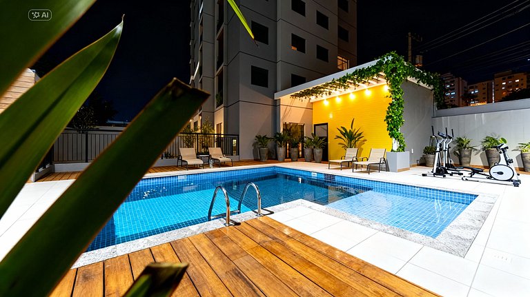 Balcón y piscina para 4 | Zona sur de São Paulo